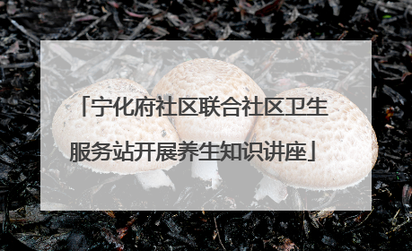 宁化府社区联合社区卫生服务站开展养生知识讲座